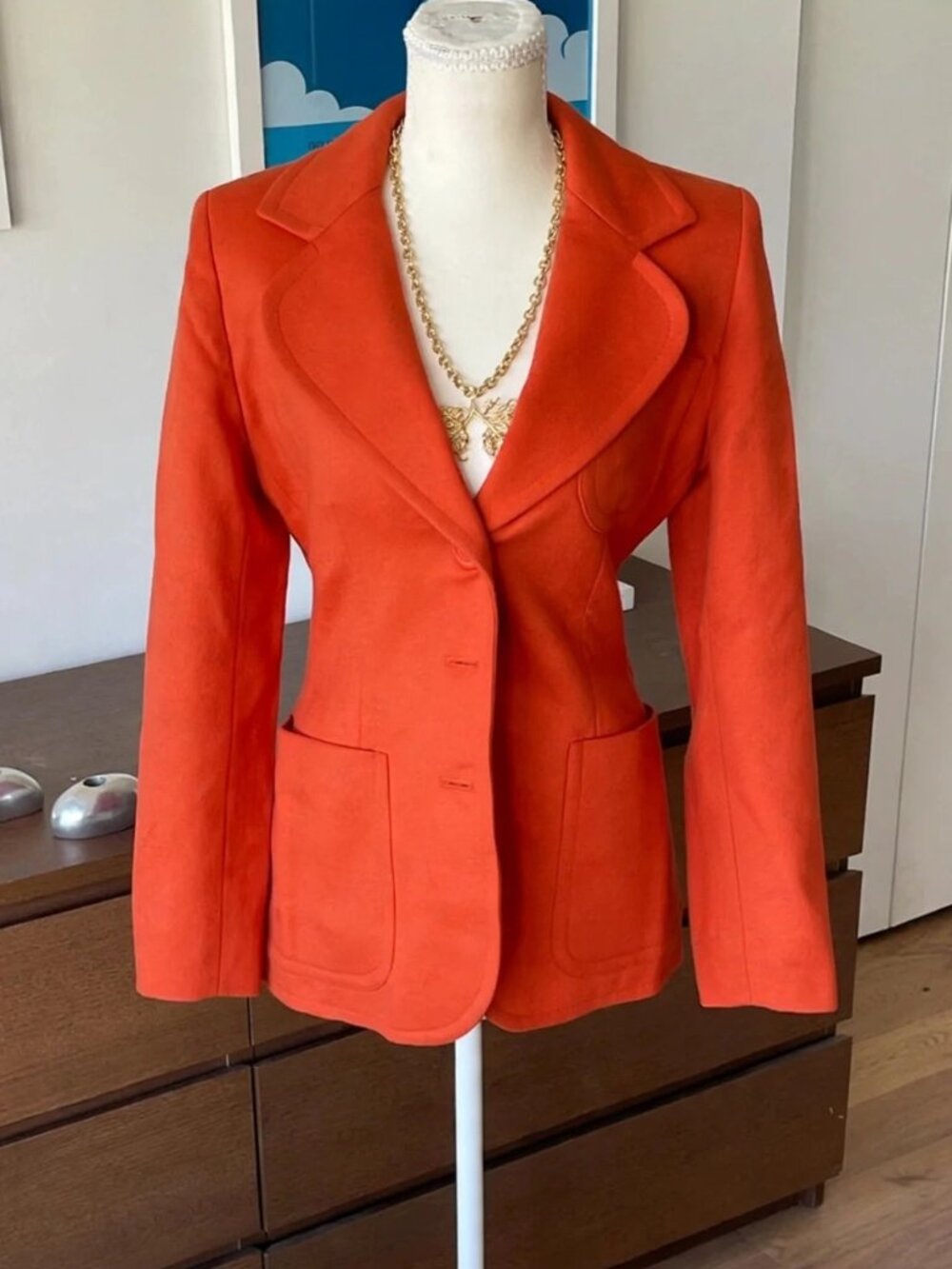 Yves Saint Laurent Blazer Burnt Orange Rust Tailored Single Button YSL